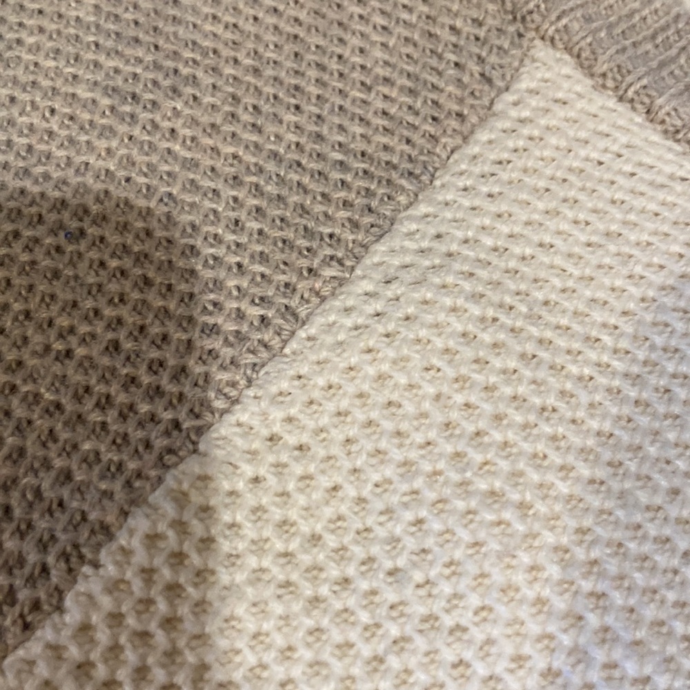 Madewell Womens Waffle split back sweater Size S pretty beige & tan Gently worn - Picture 11 of 12